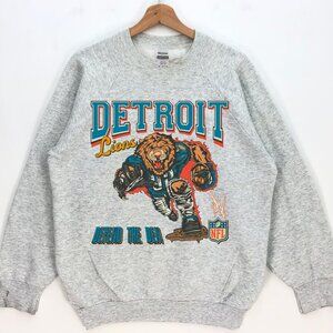 Detroit Lions Football Sweatshirt, Vintage Style, Light Grey, S - 3XL
